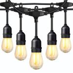 BRIMAX Outdoor String Lights 49FT Heavy Duty Commercial Grade Waterproof String Lights, 15 E27 Sockets, 15 Shatterproof LED Bulbs (2W Warm White), Garden Light for Patio, Backyard, Cafe