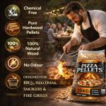 15kg Premium Pizza Wood Pellets – Hardwood Cooking Pellets for Pizza Ovens, BBQs, Smokers & Fire Grills | 100% Natural, Chemical Free | High Heat Output, Clean Burning, Easy to Ignite