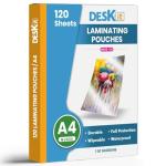120 Sheets Deskit Laminating Pouches A4, Gloss,150 Microns - Clear and Durable Presentations - Ideal Rigidity for Everyday Use