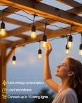 BRIMAX Outdoor String Lights 49FT Heavy Duty Commercial Grade Waterproof String Lights, 15 E27 Sockets, 15 Shatterproof LED Bulbs (2W Warm White), Garden Light for Patio, Backyard, Cafe