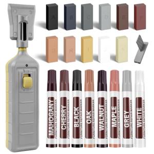 Hardwood Laminate Floor Repair Kit -11PCS Vinyl Floor Wax with 8PCS Wood Touch Up Marker, Linoleum Repair Kit Restore Any Scratches, Stains, Cracks, Hole for Floor, Door, Cabinet on Wood Furniture