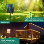 CCILAND 10M Solar LED Strip Lights Outdoor, IP68 Waterproof Light Strip with 8 Modes Remote Dimmable Flexible Sleeve Strip for Garden Porch Patio Gazebo Decor - Warm White