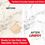 Unika Laminate & Antibacterial Surface Cleaner Spray 500ml – Non-Abrasive Daily Cleaner for Laminate Kitchen Worktops & Hard Surfaces, Biodegradable Formula