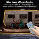 CCILAND 10M Solar LED Strip Lights Outdoor, IP68 Waterproof Light Strip with 8 Modes Remote Dimmable Flexible Sleeve Strip for Garden Porch Patio Gazebo Decor - Warm White