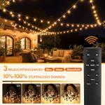 MAGGIFT 15M Outdoor Lights Mains Powered with Remote/Timer/3 Modes - Garden Festoon Plug in String Lights with G40 ED Bulbs, Waterproof Hanging Patio Lighting for Fence Cafe Bistro Yard