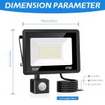 Jsdoin 50W Security Lights Outdoor Motion Sensor 4500 Lumen PIR Security Light 6500K LED Floodlights IP66 Waterproof Outside Daylight Wall Light with 2M Cable for Garage Garden Hallway Backyard