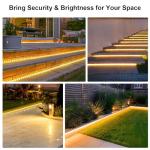 CCILAND 10M Solar LED Strip Lights Outdoor, IP68 Waterproof Light Strip with 8 Modes Remote Dimmable Flexible Sleeve Strip for Garden Porch Patio Gazebo Decor - Warm White