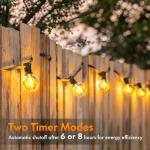 MAGGIFT 15M Outdoor Lights Mains Powered with Remote/Timer/3 Modes - Garden Festoon Plug in String Lights with G40 ED Bulbs, Waterproof Hanging Patio Lighting for Fence Cafe Bistro Yard