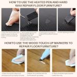 Hardwood Laminate Floor Repair Kit -11PCS Vinyl Floor Wax with 8PCS Wood Touch Up Marker, Linoleum Repair Kit Restore Any Scratches, Stains, Cracks, Hole for Floor, Door, Cabinet on Wood Furniture