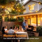 MAGGIFT 15M Outdoor Lights Mains Powered with Remote/Timer/3 Modes - Garden Festoon Plug in String Lights with G40 ED Bulbs, Waterproof Hanging Patio Lighting for Fence Cafe Bistro Yard