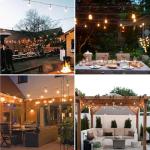 BRIMAX Outdoor String Lights 49FT Heavy Duty Commercial Grade Waterproof String Lights, 15 E27 Sockets, 15 Shatterproof LED Bulbs (2W Warm White), Garden Light for Patio, Backyard, Cafe