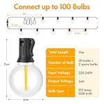 MAGGIFT 15M Outdoor Lights Mains Powered with Remote/Timer/3 Modes - Garden Festoon Plug in String Lights with G40 ED Bulbs, Waterproof Hanging Patio Lighting for Fence Cafe Bistro Yard