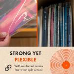 SPINCARE 50x 12 Inch UV Protection Outer Vinyl Record Sleeves | Density Single & Double Album LP Protective Sleeve | Strong Polyethylene Archival Plastic Vinyl Record Storage Covers