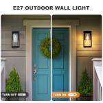 HARPER LIVING Outdoor Wall Lights Lantern Mains Powered, IP65 Weatherproof Black Aluminum, E27 Socket Outside Wall Lamp with Clear Shade, Security Lights for Porch Front Door Garden Patio, Rectangle