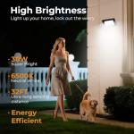 vighep 30W Security Lights Outdoor Motion Sensor, 3000LM LED Floodlight IP66 Waterproof, 6500K Cold White Outside Light Mains Powered for Garage, Garden, Backyard-2 Pack