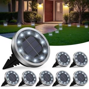 Suolita Solar Lights Outdoor Garden, 8 Pack Solar Ground Lights Pathway Waterproof IP65 Garden Light Landscape Lighting, In Ground Light Decorative for Sidewalk Driveway Walkway Lawn Deck Steps Stair