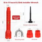 Alocre 8 in-1 Multifunctional Sink & Faucet Installer Wrench - Plumbing Tool for Bathroom/Kitchen Toilet Pipe Repair & Installation (Red)