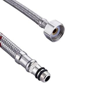 Heable Pack of 2 Kitchen/Basin Monobloc Mixer Tap Connectors Flexi Pipes Tails British Standard Pipe M10 x1/2 Fitting 400mm Long (Silver Pipes)