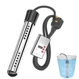 Portable Water Heater, Immersion Heater, 2000W, Fast Heating Portable Water Heater with 304 Stainless Steel,Bucket Heater with Digital LCD Thermometer for Home Camping Bath Pool Outdoor (1 pcs)