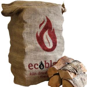 Ecoblaze Kiln-Dried Hardwood Firewood Logs 50L - Eco Fuel Ready to Burn for Wood Burners, Pizza Oven, Open Fires, Fire Pits, Campfires & More | Dried Under 20% | Sturdy Hessian Sacks