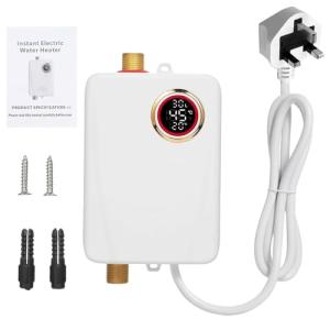 Electric Water Heater,3000W Instant Water Heater with LCD Display, 220V Under Sink Water Heater, Energy Efficient System Tankless Electric Heating Element for Bathroom Shower Kitchen Sink
