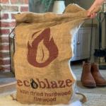 Ecoblaze Kiln-Dried Hardwood Firewood Logs 50L - Eco Fuel Ready to Burn for Wood Burners, Pizza Oven, Open Fires, Fire Pits, Campfires & More | Dried Under 20% | Sturdy Hessian Sacks