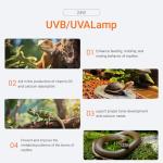 GreenWhim T5 UVB 24W Reptile Light Fixture Combo Kit 10.0 UVB Lighting Bulb & Hood 22inch UVA/UVB Desert Lamp for Reptiles, Terrarium Hood Bearded Dragon, Gecko, Tortoise, Lizard