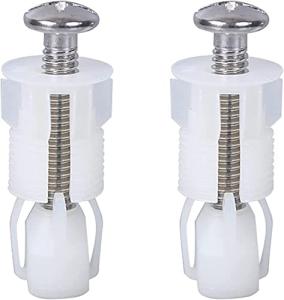 2pcs Toilet Seat Fittings and Fixtures Toilet Lid Screws Stainless Steel Top Fixing Hinges Screws Expanding Nylon Nuts White Fixing Bolt for Toilet Covers Blind Hole Fitting WC Replacement Kit