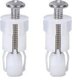 2pcs Toilet Seat Fittings and Fixtures Toilet Lid Screws Stainless Steel Top Fixing Hinges Screws Expanding Nylon Nuts White Fixing Bolt for Toilet Covers Blind Hole Fitting WC Replacement Kit