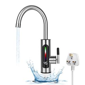 Instant Hot Water Faucet, 3000W Instant Electric Water Heater Tap, 30-60℃ Hot Water Taps Instant, Electric Hot Water Faucet, LED Temperature Digital Display, Cold Hot Mixer Tap for Kitchen, Bathroom