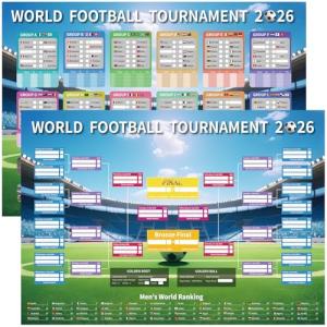 YOFANUP World Cup Wall Chart 2026, 2 Pcs World Cup Schedule Poster, Football Party Decorations, A1 Size 84x60cm World Cup Fixtures, Great Gifts for Football Fans