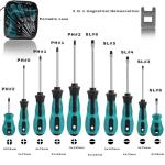 10pcs Screwdriver Set,Heavy Duty Chrome Vanadium Steel Made,Magnetic Screwdriver with 5 Cross& 5 Flat Head,Durable Hand Tools in Carry Bag