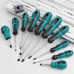 10pcs Screwdriver Set,Heavy Duty Chrome Vanadium Steel Made,Magnetic Screwdriver with 5 Cross& 5 Flat Head,Durable Hand Tools in Carry Bag