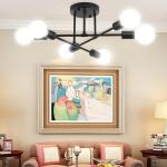 Dellemade Ceiling Light, 6-Lights Chandeliers Black Ceiling Light Fixture for Living Room,Bedroom,Kitchen (Black)