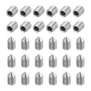 sourcing map 60 Pcs M5x10mm Cone Point Set Screws, 304 Stainless Steel Hex Socket Grub Screws for Bathroom Fixtures Repair Furniture DIY Project
