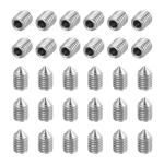 sourcing map 60 Pcs M5x10mm Cone Point Set Screws, 304 Stainless Steel Hex Socket Grub Screws for Bathroom Fixtures Repair Furniture DIY Project