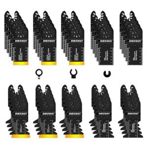 50PCS Titanium Multi Tool Blades,Universal Oscillating Multitool Blades for Wood Plastics Metal Cutting,Quick Release Oscillating Tool Accessories Compatible with Dewalt Milwaukee Ryobi Rockwell