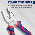 WORKPRO 3-Piece Pliers Set, 160mm Long Nose, 160mm Diagonal Cutting, 180mm Combination, Soft Grip, Blue, Red, Carbon Steel, for DIY Household Repair