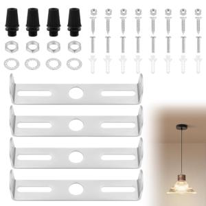 AUAUY 4PCS Chandelier Bracket, 80mm Ceiling Light Plate Kit with Screw Washer Nut Rubber Stopper Expansion Tube, Ceiling Light Fixture Bracket for Home Office Install Various Types of Lights