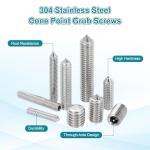 sourcing map 60 Pcs M5x10mm Cone Point Set Screws, 304 Stainless Steel Hex Socket Grub Screws for Bathroom Fixtures Repair Furniture DIY Project