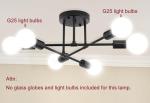 Dellemade Ceiling Light, 6-Lights Chandeliers Black Ceiling Light Fixture for Living Room,Bedroom,Kitchen (Black)