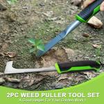 Shark-Tuff 2-Piece Weed Remover Tool Set for Patio & Garden - Heavy Duty Weeding Tool for Block Paving, Cracks & Driveways - Weed Puller Gardening Tool For Removing Moss & Dandelion
