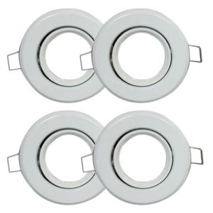 4-Piece Brushed MR11 Light Kit with 50mm 60mm Hole Recessed GU4 Satin Face Down Light Fixture Shell Accessories(White Face)