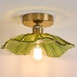 Dellemade Chandelier, Flush Mount Ceiling Light, Clear Glass Shade Light Fixture, 1 Light Lighting Fixture for Bedroom,Dining Room,Kitchen, Hallway (Green)