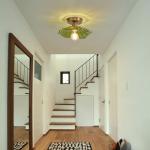 Dellemade Chandelier, Flush Mount Ceiling Light, Clear Glass Shade Light Fixture, 1 Light Lighting Fixture for Bedroom,Dining Room,Kitchen, Hallway (Green)