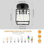 FORCOSO Ceiling Light 2-Pack, Black Light Shade Crystal Light Fitting, Semi Flush Chandelier Metal Lampshade, E27 Lighting Fixture for Living Room Hallway Kitchen Dining Room Bedroom Lounge