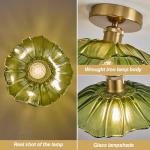 Dellemade Chandelier, Flush Mount Ceiling Light, Clear Glass Shade Light Fixture, 1 Light Lighting Fixture for Bedroom,Dining Room,Kitchen, Hallway (Green)