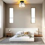 FORCOSO Ceiling Light 2-Pack, Black Light Shade Crystal Light Fitting, Semi Flush Chandelier Metal Lampshade, E27 Lighting Fixture for Living Room Hallway Kitchen Dining Room Bedroom Lounge