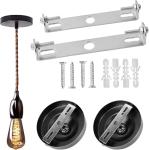 2 Set of Light Fixture Ceiling Bracket, 90 Mm And100 Mm Ceiling Light Plate Kit, Ceiling Light Bracket, for Home Office Install Various Types of Light(Silver)