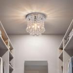 Dellemade Crystal Ceiling Lighting Fixture,Mini Flush Mount Ceiling Light, Modern Crystal Chandelier for Living Room,Kitchen, Hallway,Dining Room (Silver A)